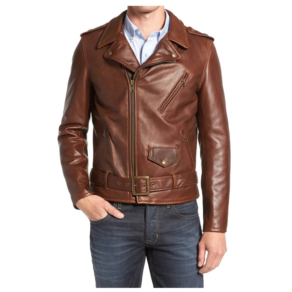 Slim Fit Brown Moto Jacket USA