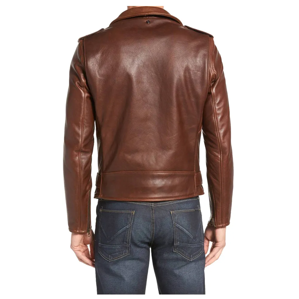 Slim Fit Brown Moto Jacket USA