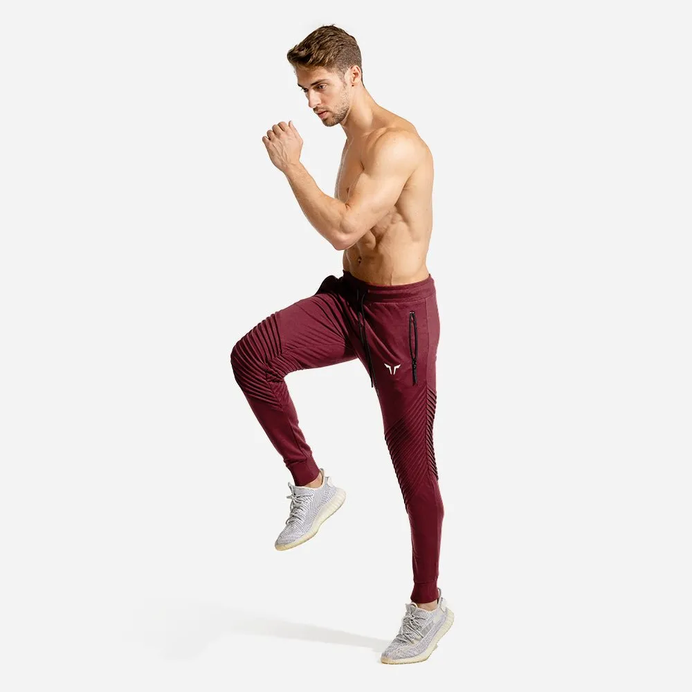 Statement Ribbed Joggers - Maroon