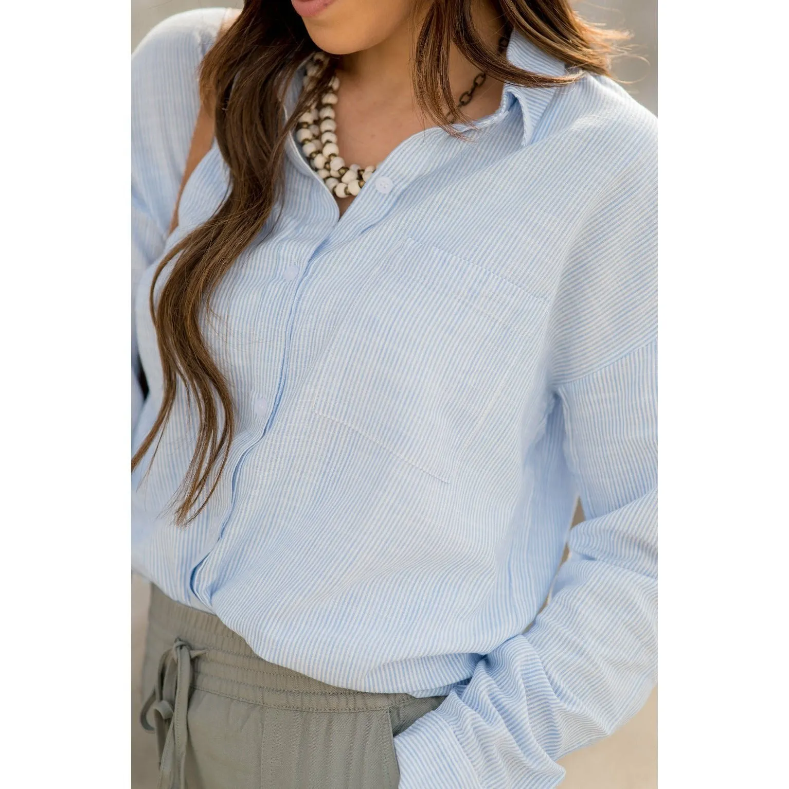 Stripe Button Up Blouse