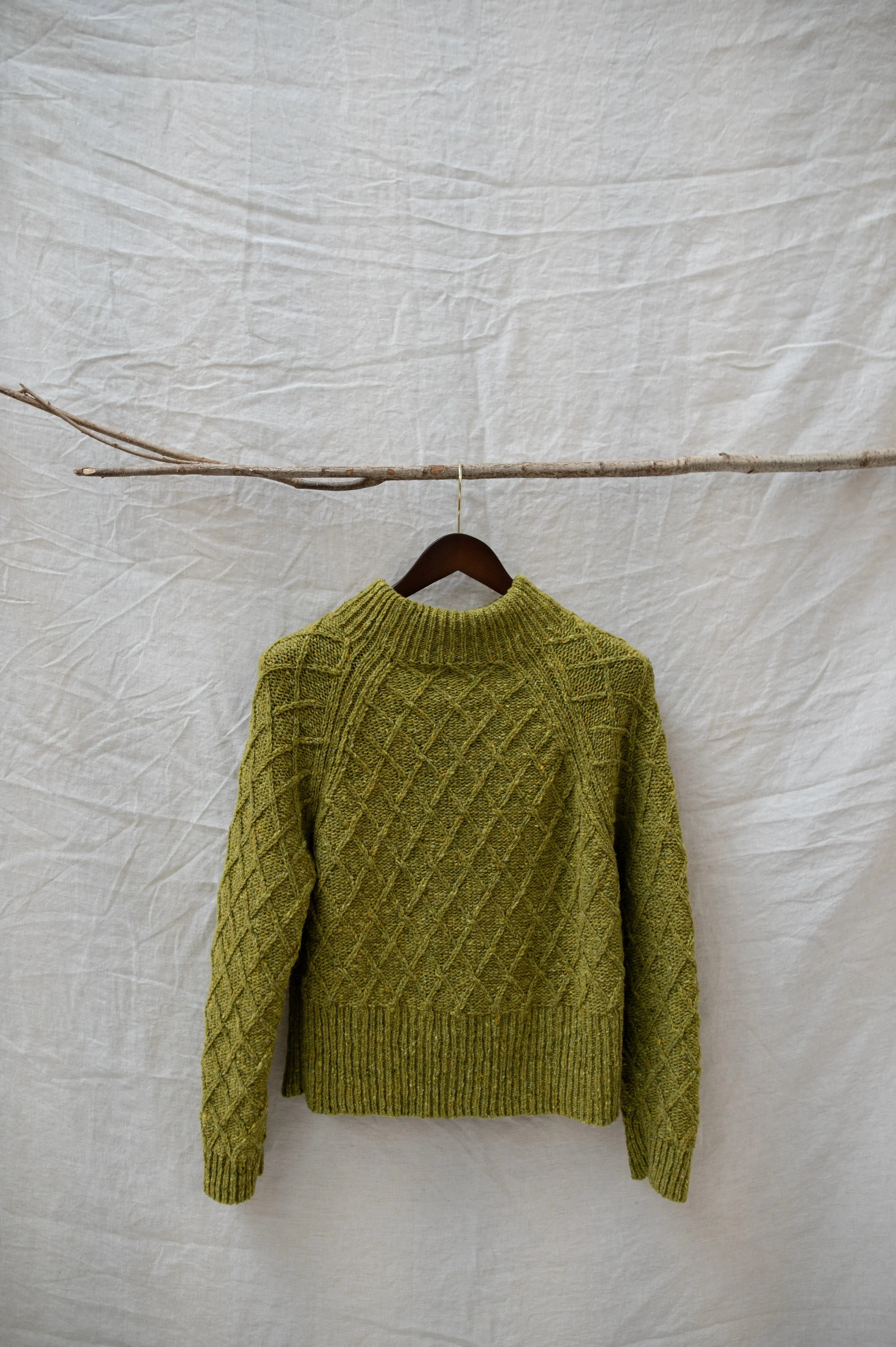 The Blisco Donegal Aran Sweater in Lime