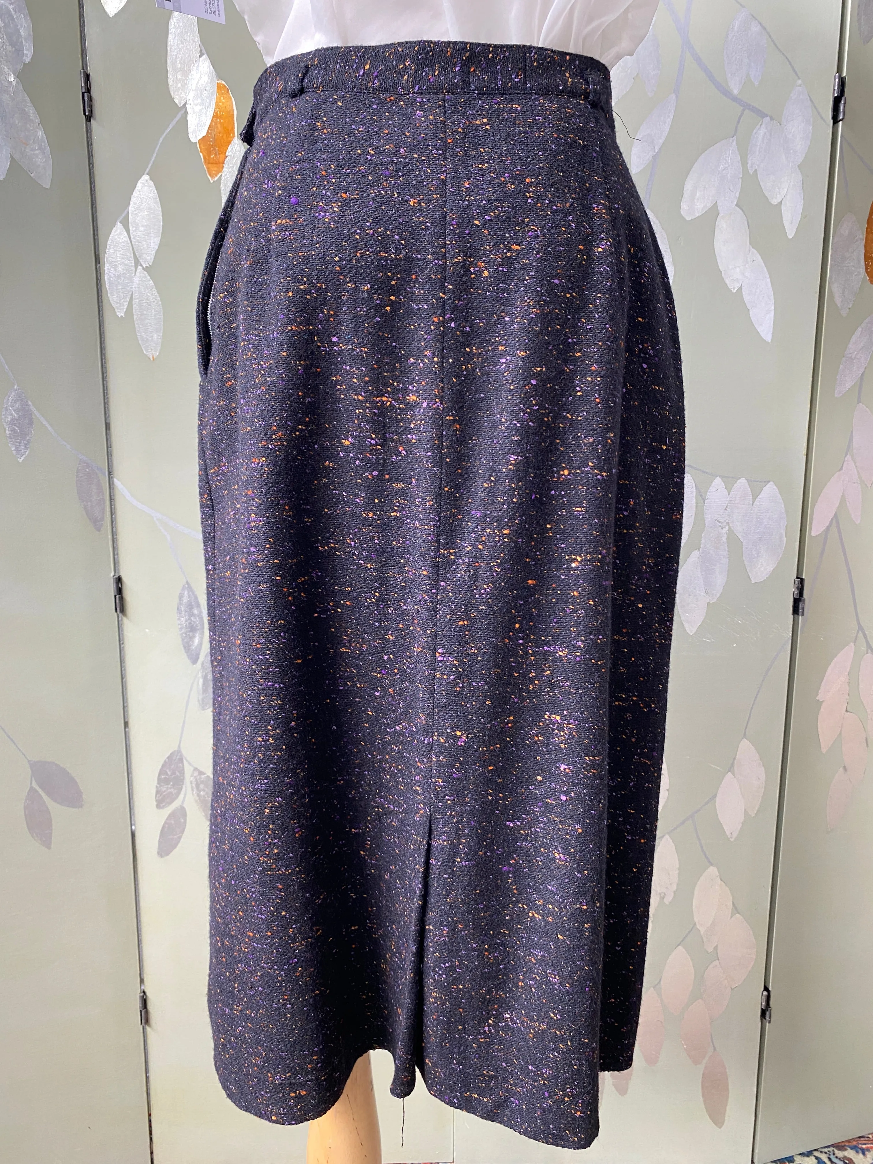 Vintage 1950s Flecked Wool Pencil Skirt, Medium