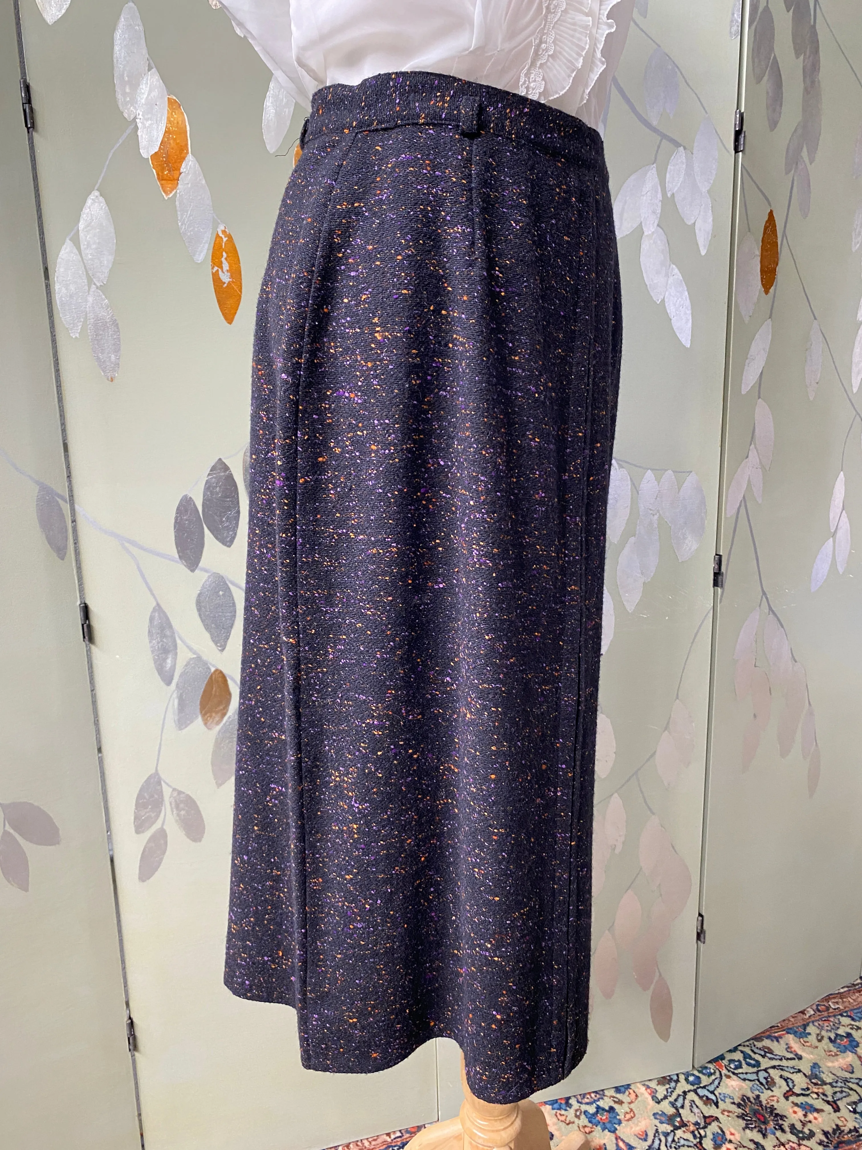 Vintage 1950s Flecked Wool Pencil Skirt, Medium