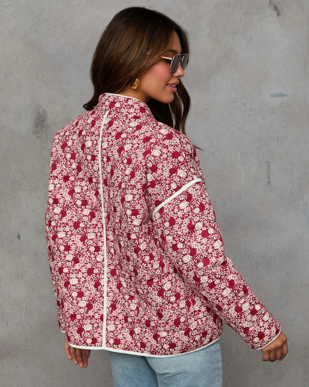 Warm Rose Quilted Zip Up Jacket