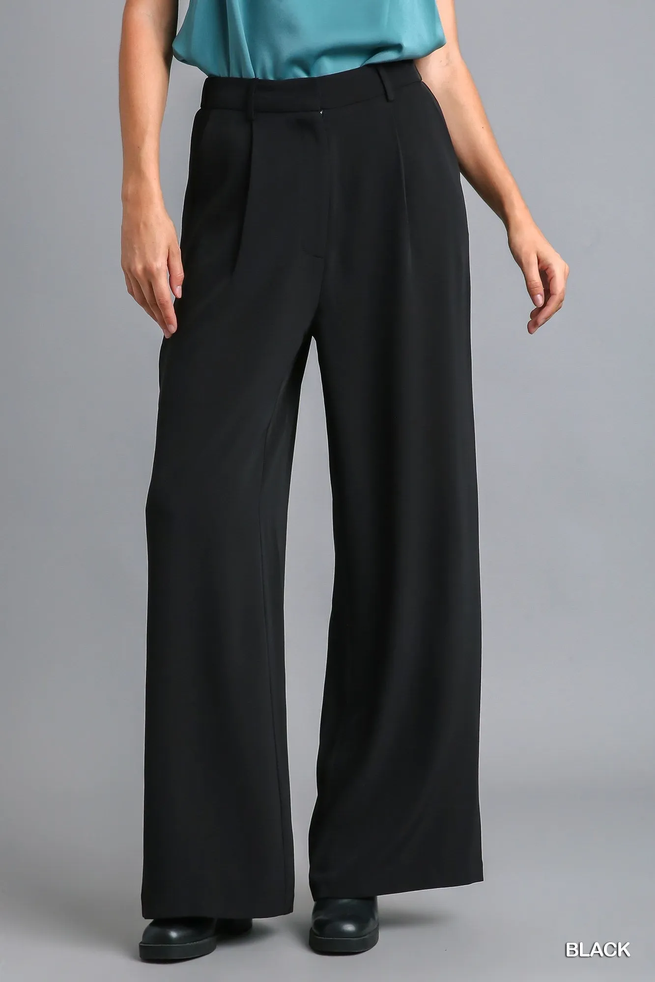 Wide Leg Trouser Pant - Black